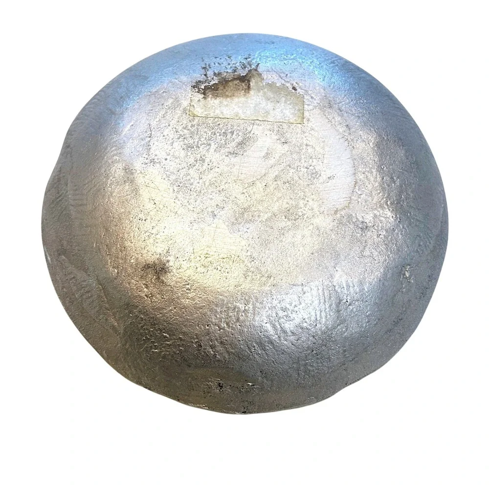 Modern Silver Metal Decorative Bowl Textured Raw Edge Polished Interior 6 Inch‎
